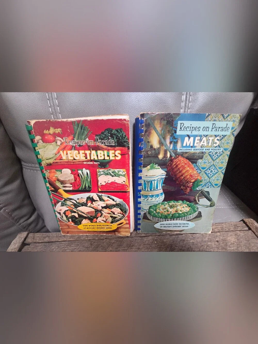 Lot of 2 Vintage 60's Spiral Military Wives Recipe Cook Books ~ Bin 1B